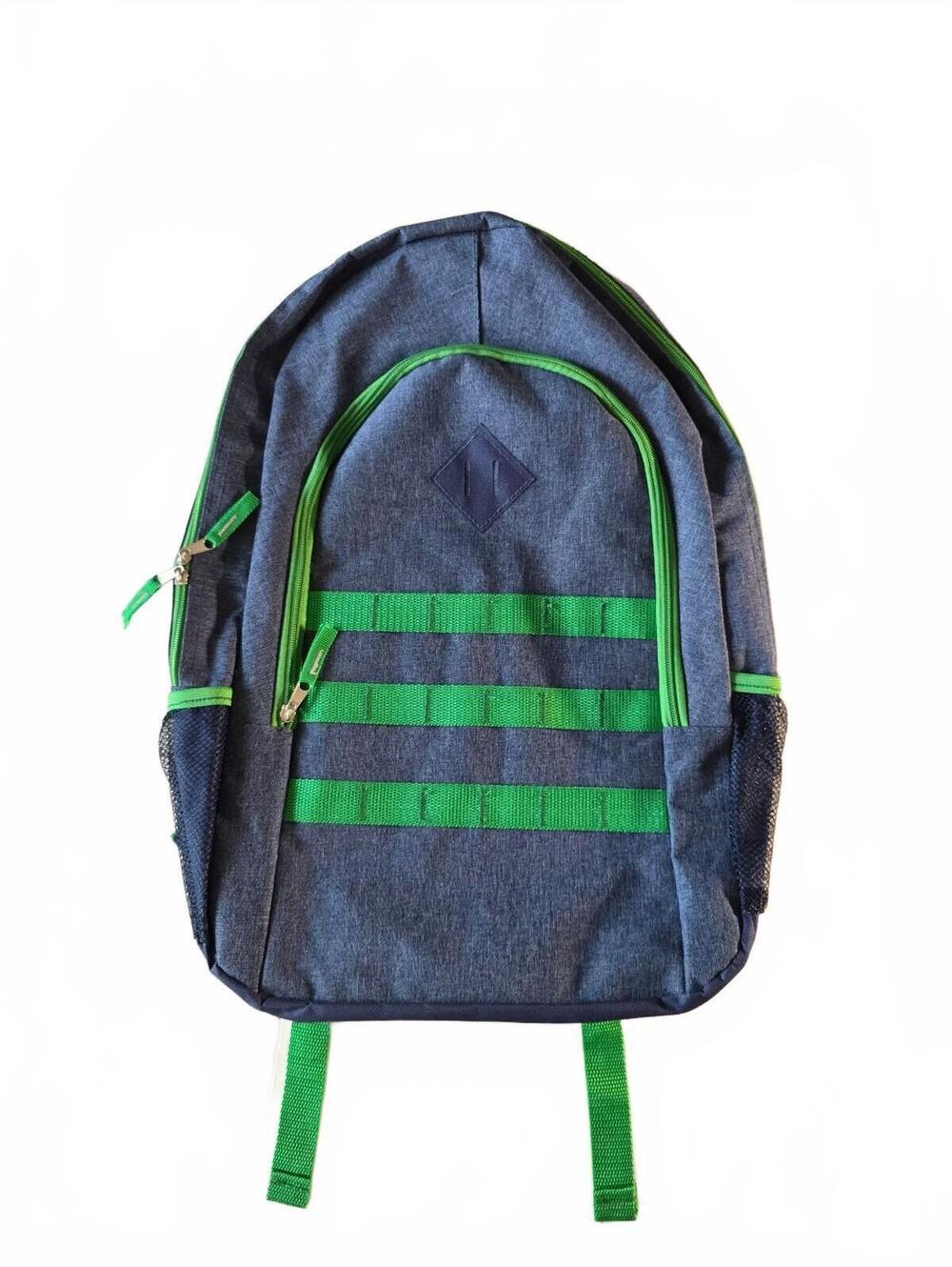 Blue Green Striped Accent Backpack Everyday Carry School Bookbag Tech Daypack